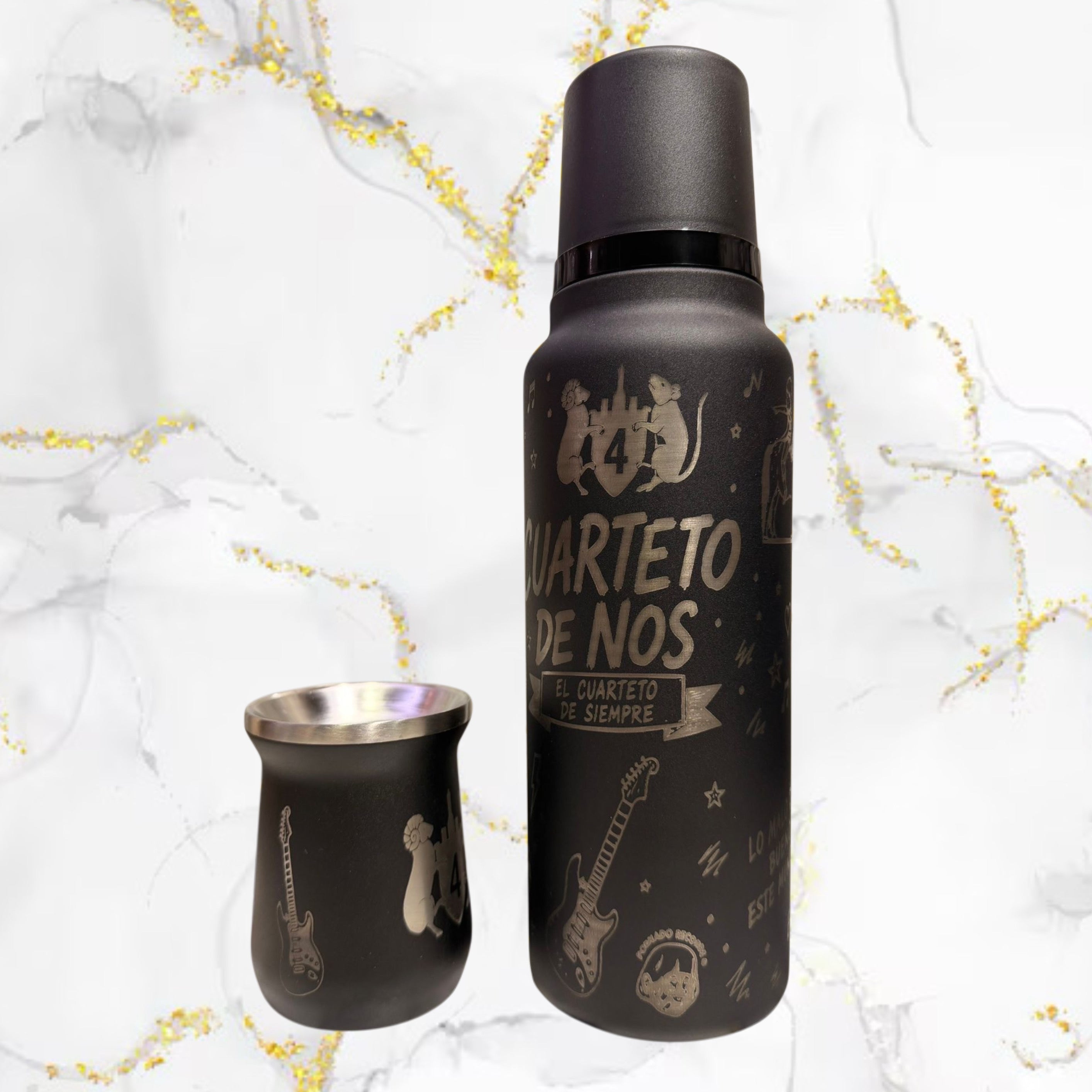 Combo Termo + Mate / Cuarteto de Nos / 1L / Bombilla de regalo