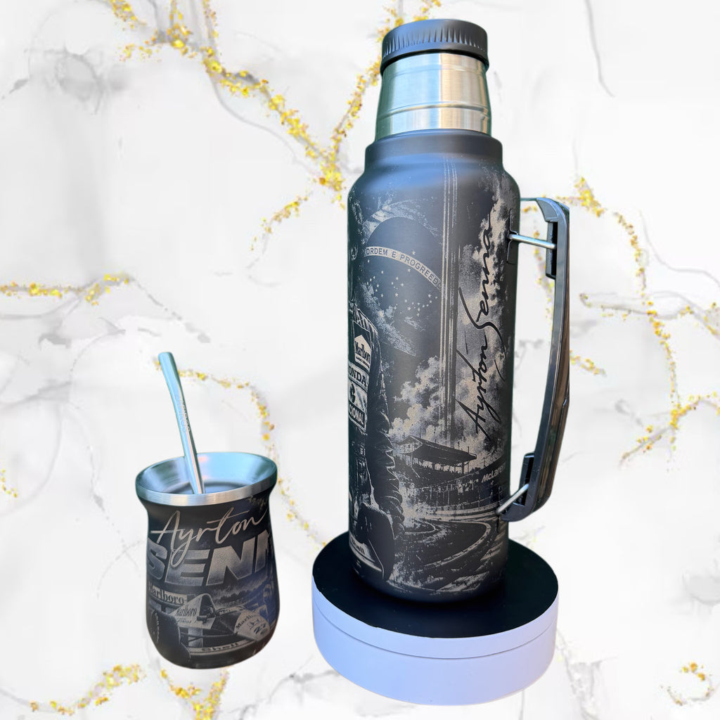 Combo Termo + Mate Inox / Ayrton Senna / Diseño 1
