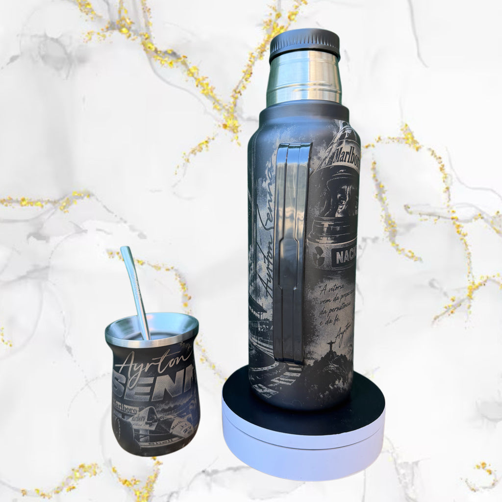 Combo Termo + Mate Inox / Ayrton Senna / Diseño 1