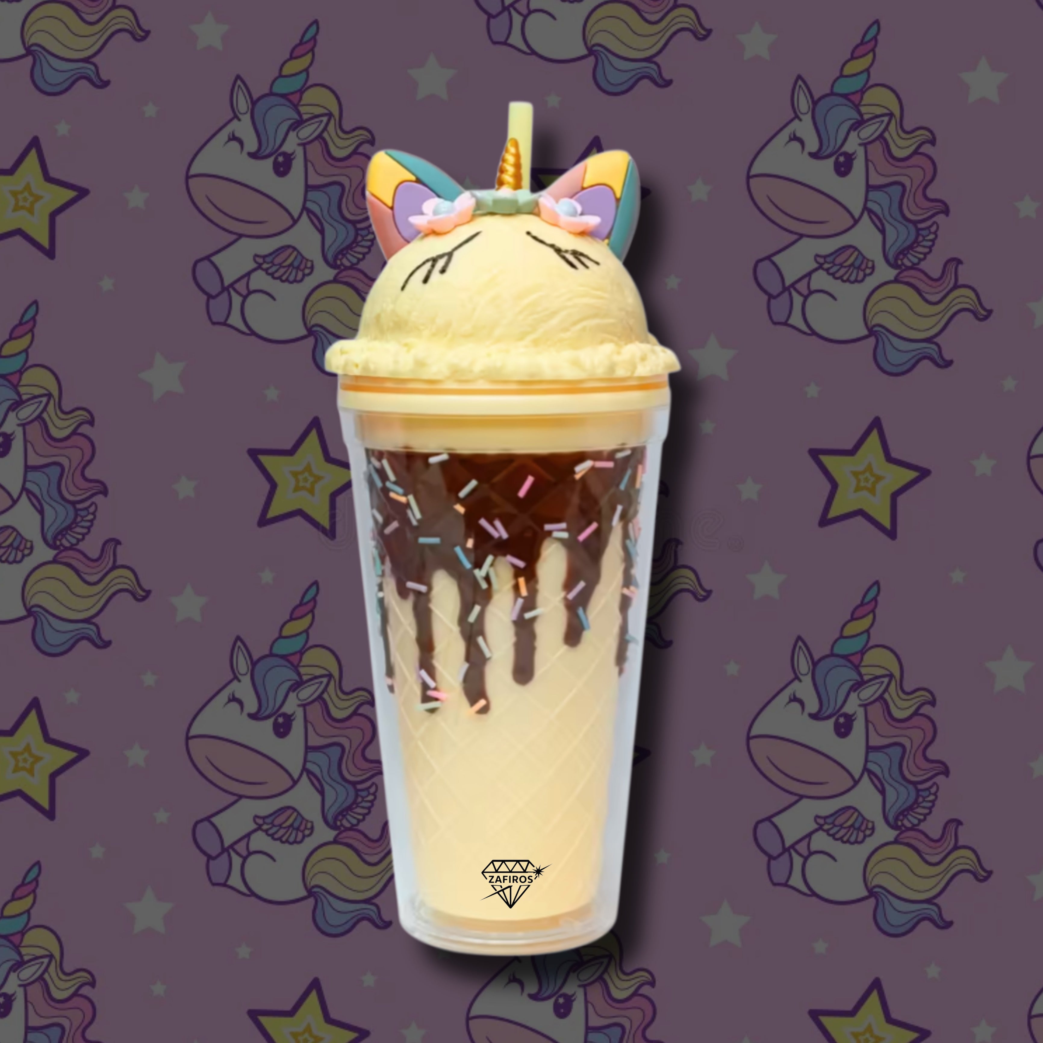 Vaso plástico / Unicornio / 450ml