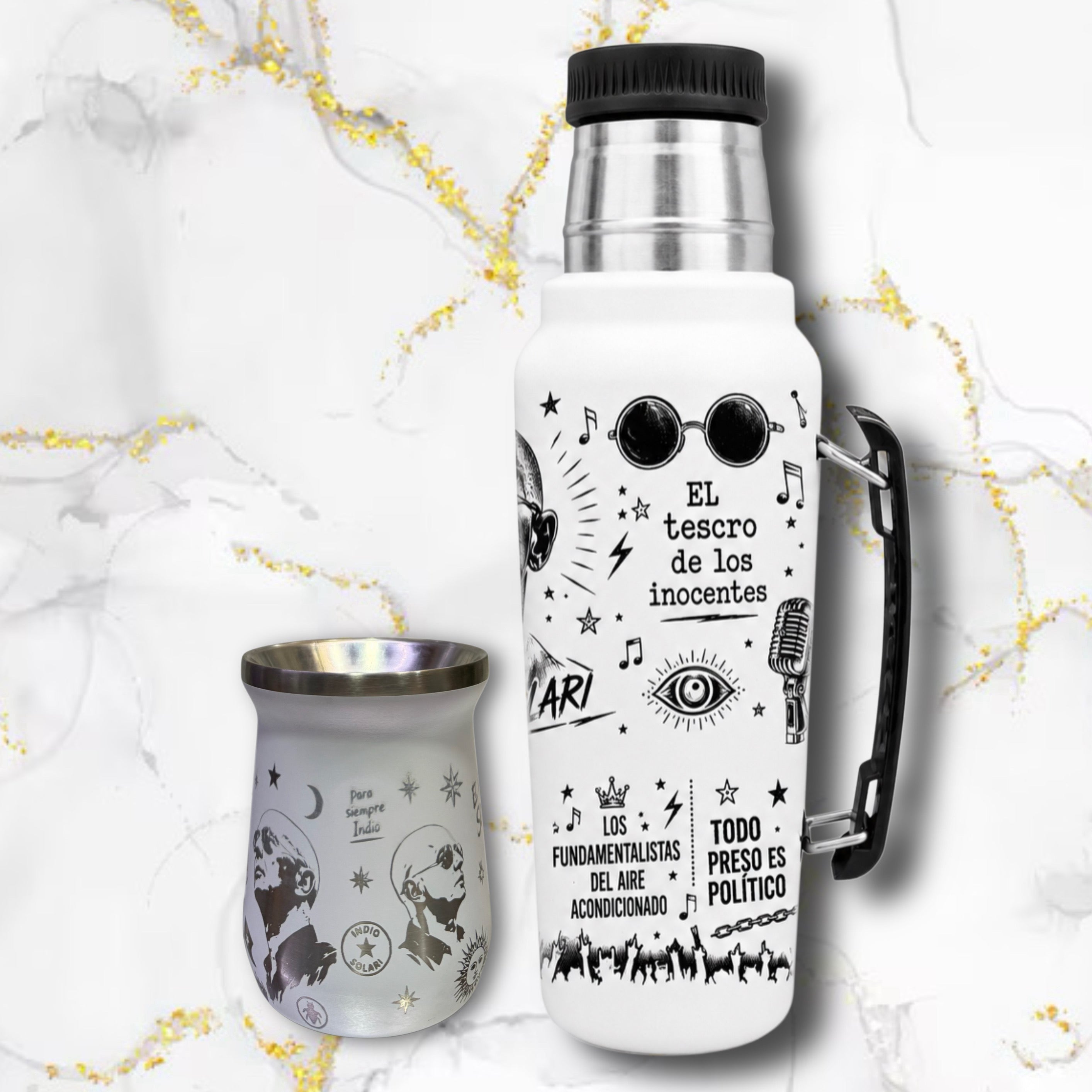 Set Termo + Mate / INDIO SOLARI / 1L - Bombilla de regalo
