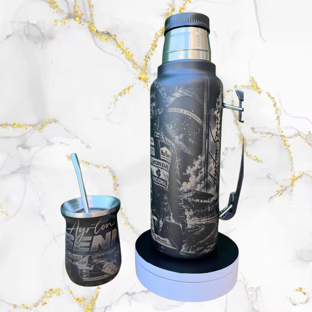 Combo Termo + Mate Inox / Ayrton Senna / Diseño 1
