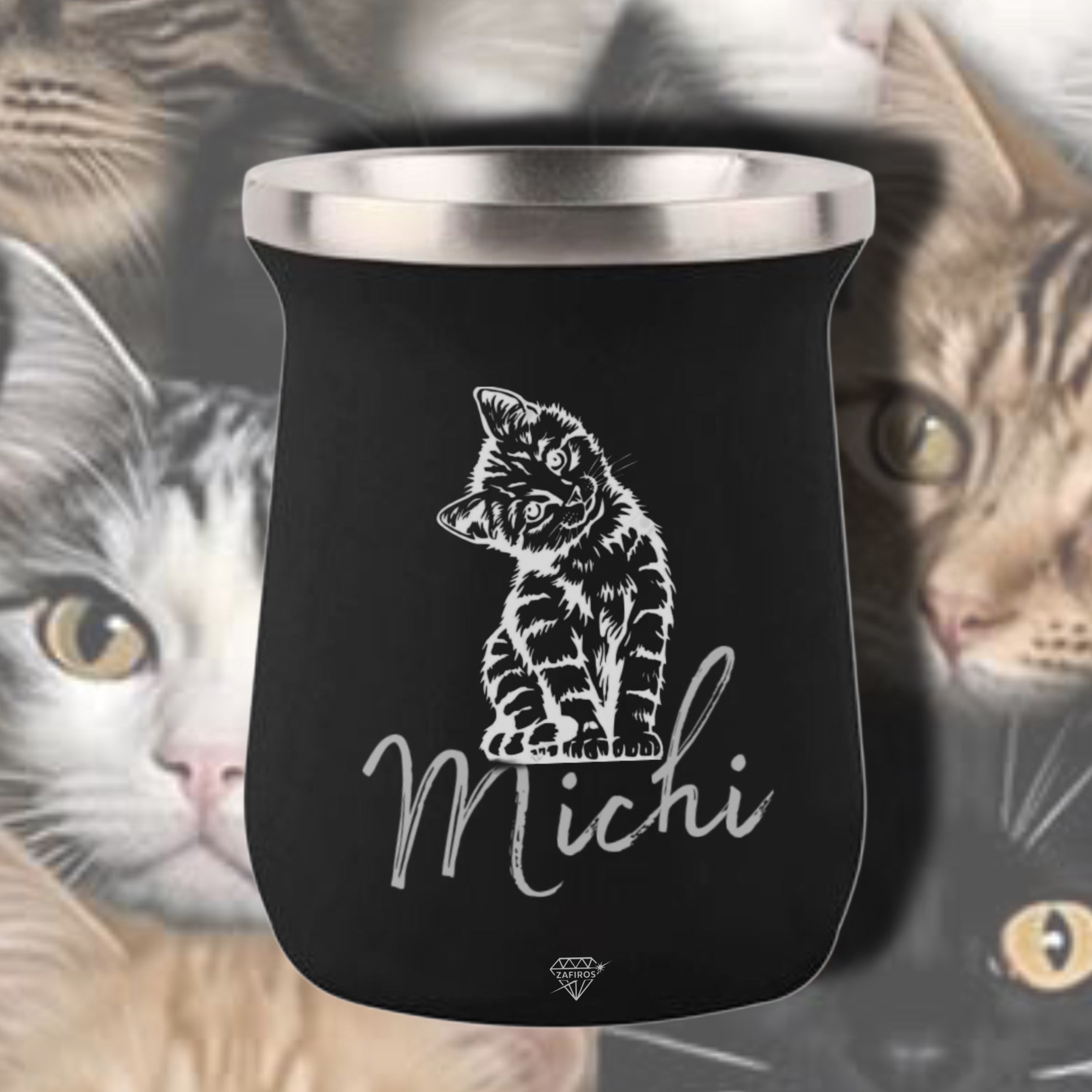 Mate acero inoxidable/ Mascotas / Michi / Personalizados