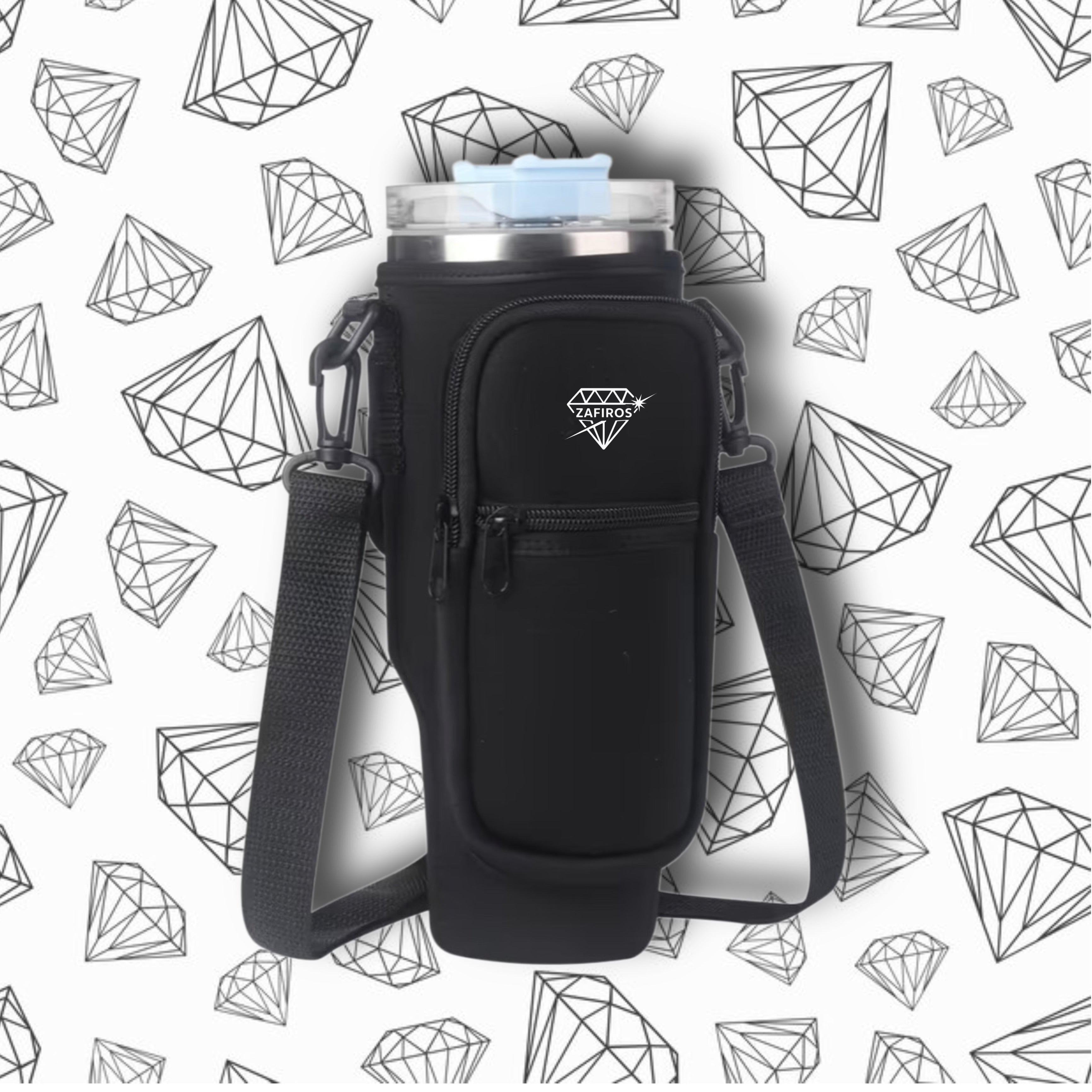 Bandolera para Vaso Trendy / Zafiros / Negro