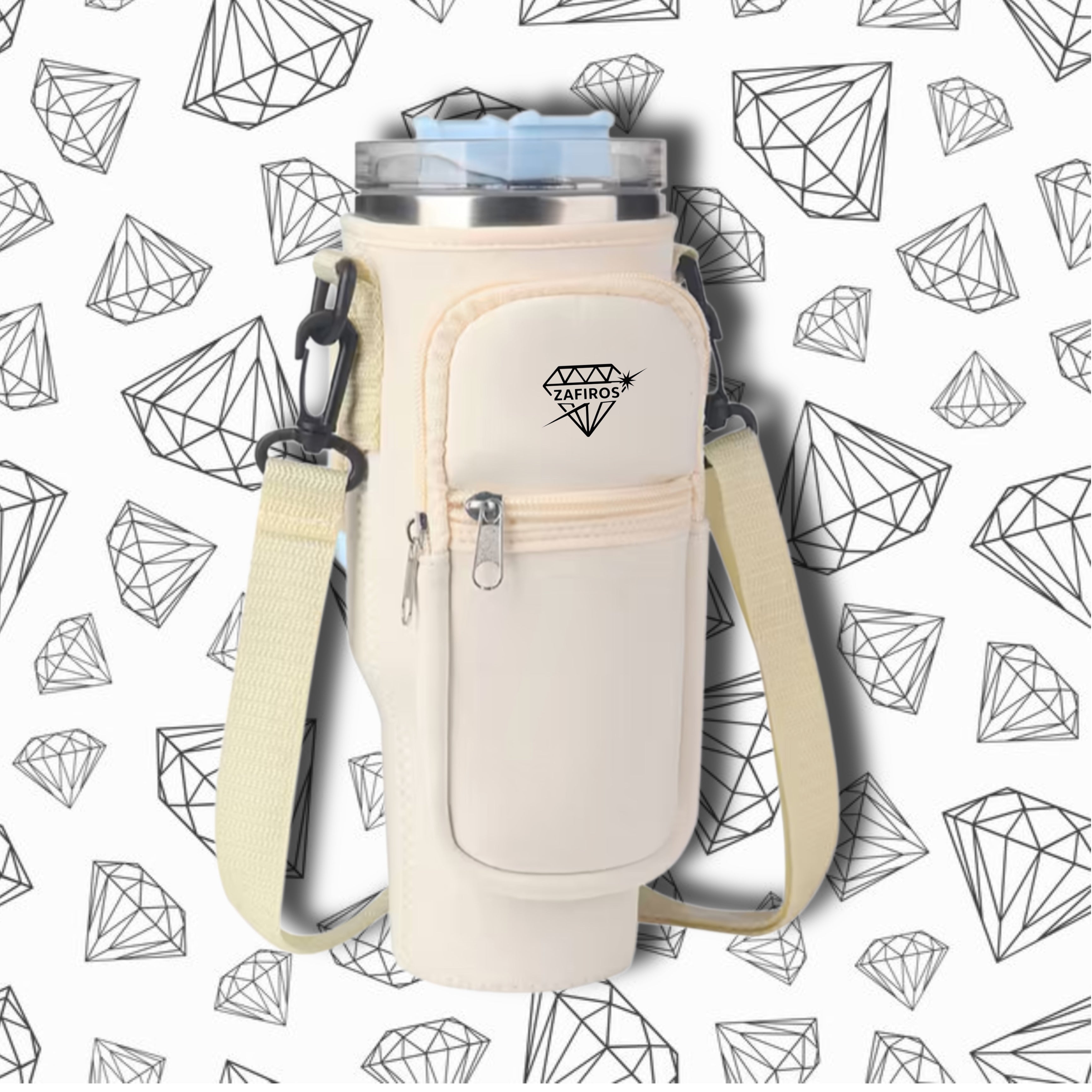 Bandolera para Vaso Trendy / Zafiros / Beige